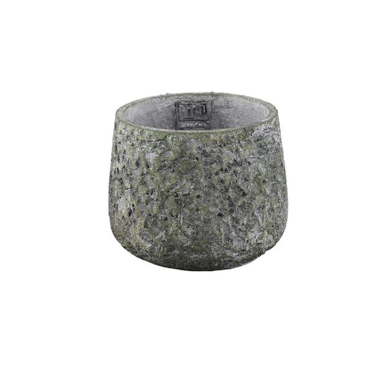 Ziven Groene Ronde Cementpot Met Ruw Patroon S - Set van 12 9.5x12x12 cm