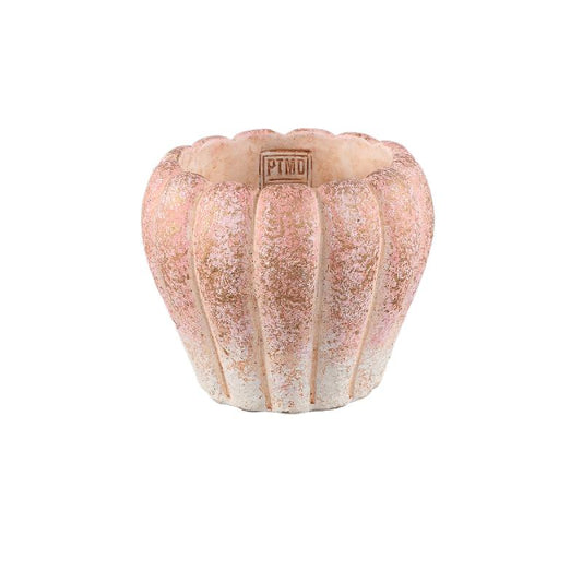 Chantile Roze Ronde Geribde Cementpot Ombré M - Set van 12 14x16x16 cm