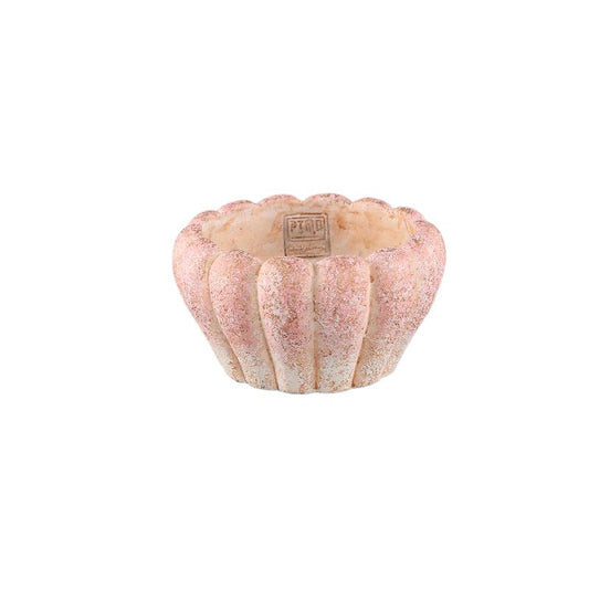 Chantile Roze Ronde Geribbelde Cementen Pot Ombré Set van 12 10x18x18 cm