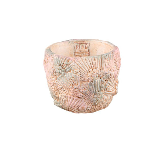 Allisha Lichtblauwe Ronde Cementen Pot Shells S – Set van 12 Stuks 9.5x12x12 cm