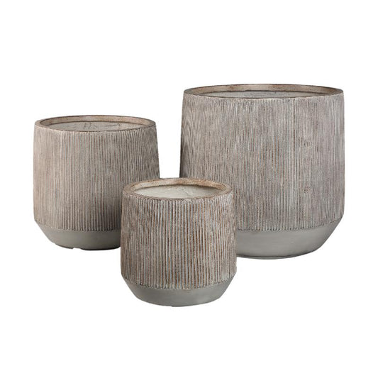 Olav Lichtbruin Fiber Cement Pot Set Van 3 Low 55x59x59 cm