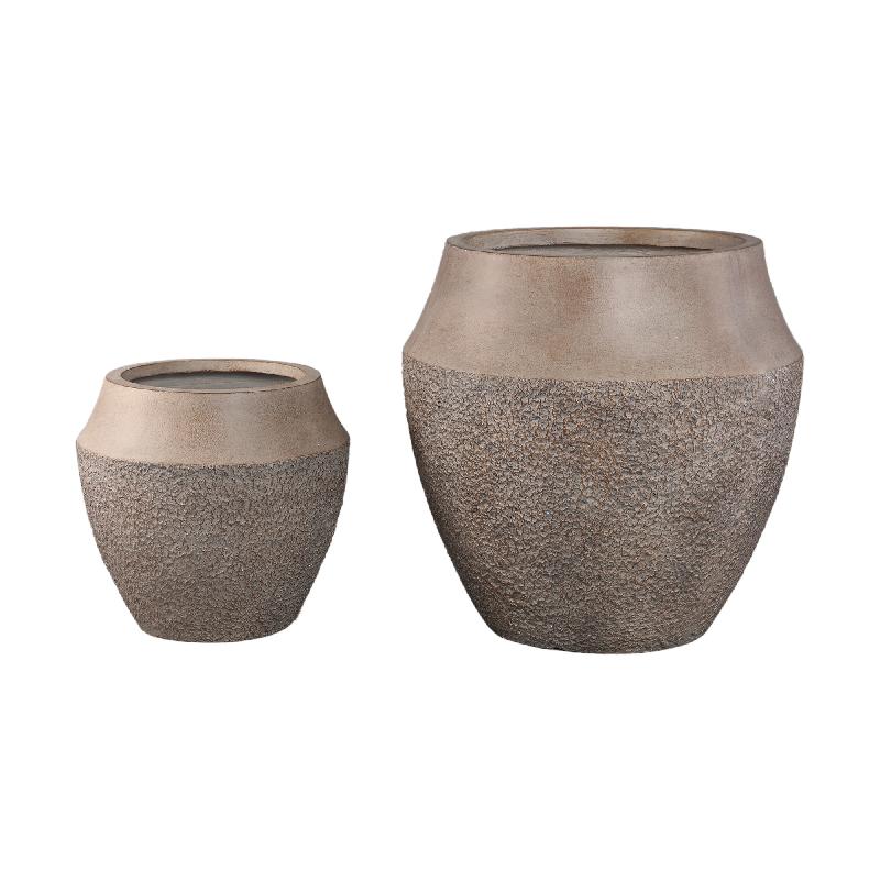 Pearce Taupe Fibercement Pot Set Van 2 55x57.5x57.5 cm