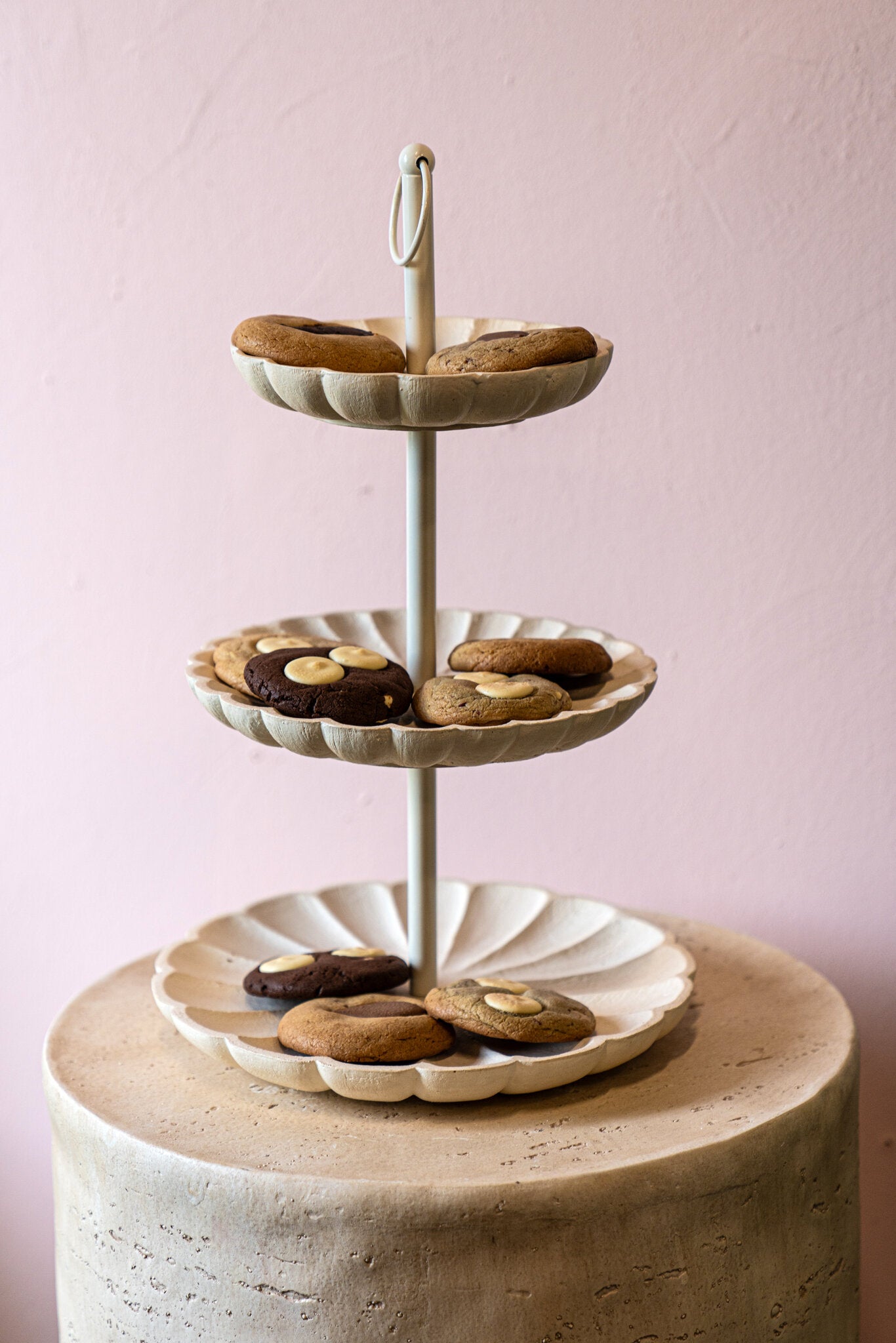 Meril Crème Mango Wood Etagère 3 Lagen 50x30x30 cm