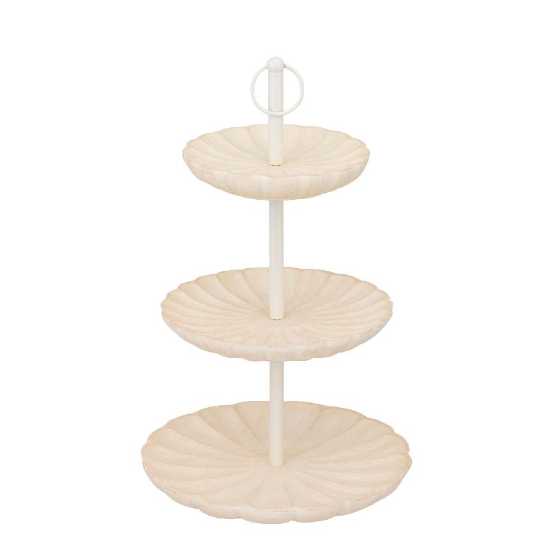 Meril Crème Mango Wood Etagère 3 Lagen 50x30x30 cm