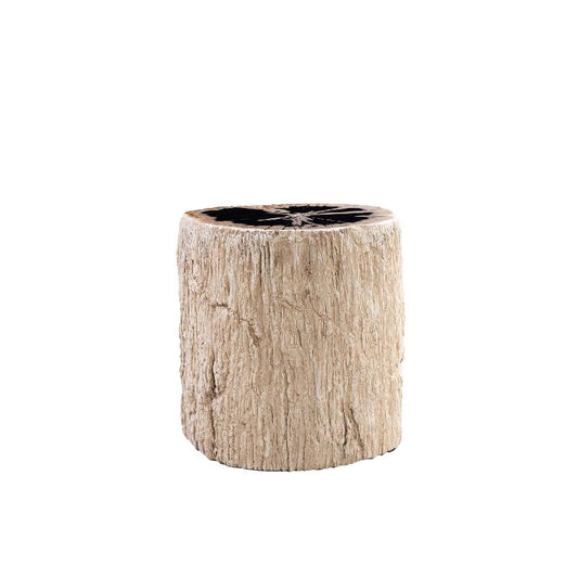 Taly Natuurlijke Versteende Hout Ronde Kruk Glasvezel 45x30x40 cm