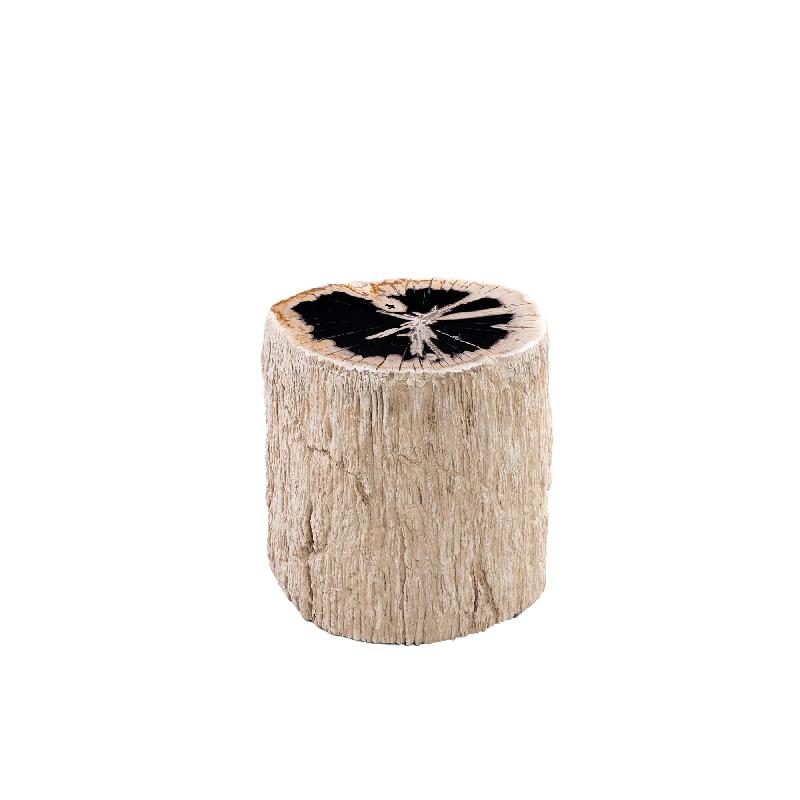 Taly Natuurlijke Versteende Hout Ronde Kruk Glasvezel 45x30x40 cm