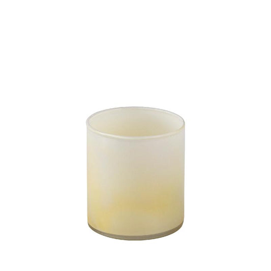 Darcy Crème Rond Glazen Theelicht Set van 12 Stuks met OmbrEffect 7x7.5x7.5 cm
