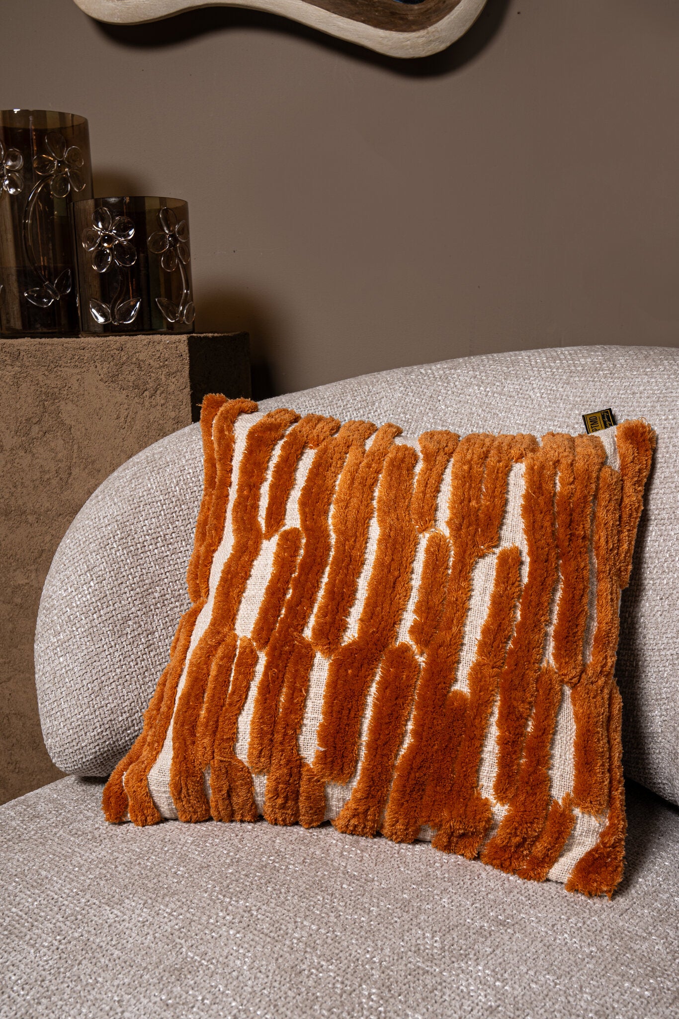 Genica Oranje Vierkant Katoenen Sierkussen Set van 4 45x45x10 cm