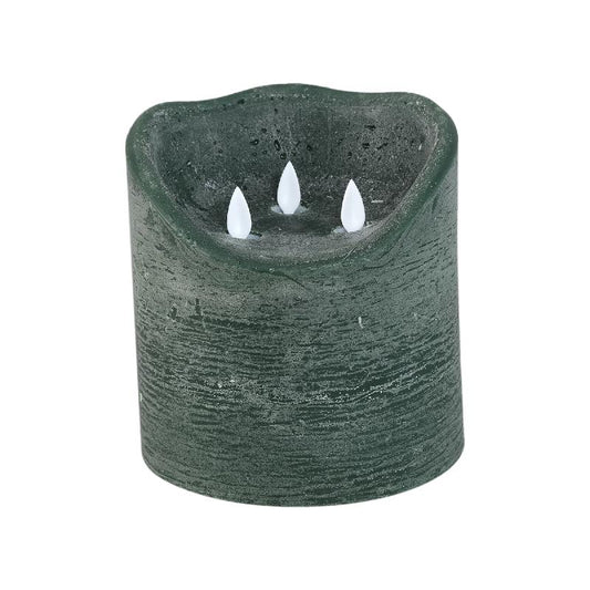 LED Lichtkaars Rustiek Donkergroen met Bewegende Vlammen Set van 6 Stuks 15x15x15 cm