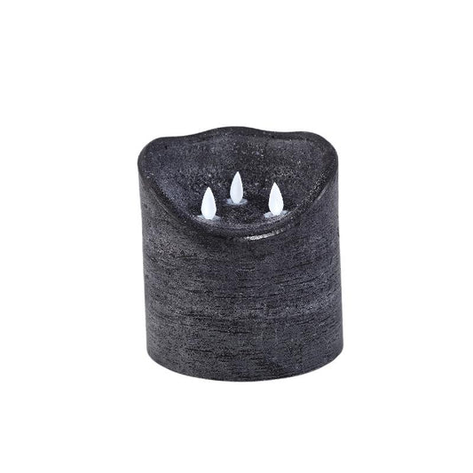 LED Licht Kaars Rustiek Zwart Beweegbaar 3 Vlammen Set van 6 Stuks 15x15x15 cm
