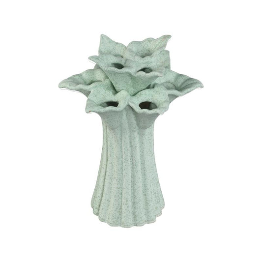Ellodie Turquoise Keramische Tulpvaas Set van 4 Stuks M 25.5x18x18 cm