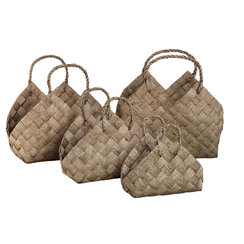 Clarke Groen Driehoek Geweven Papieren Mand Set van 4 53x58x36 cm