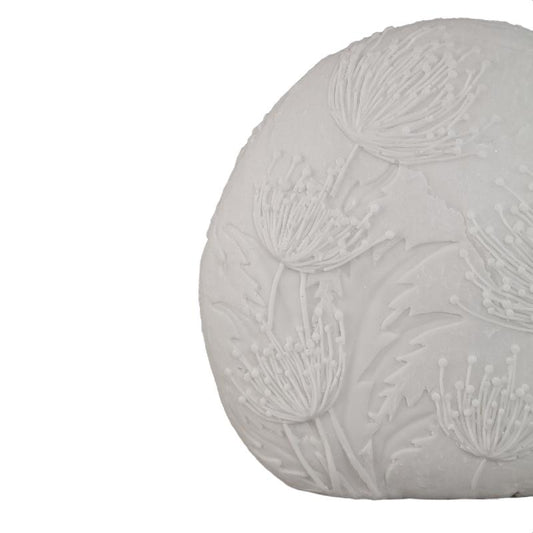 Hennah Witte Bloem Keramische Led-lamp Oplaadbaar Ovaal 29.5x33.5x19.5 cm