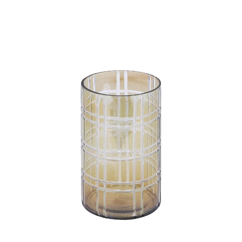 Divit Groen Rond Glazen Windlicht Strepen Set van 4 25x15x15 cm