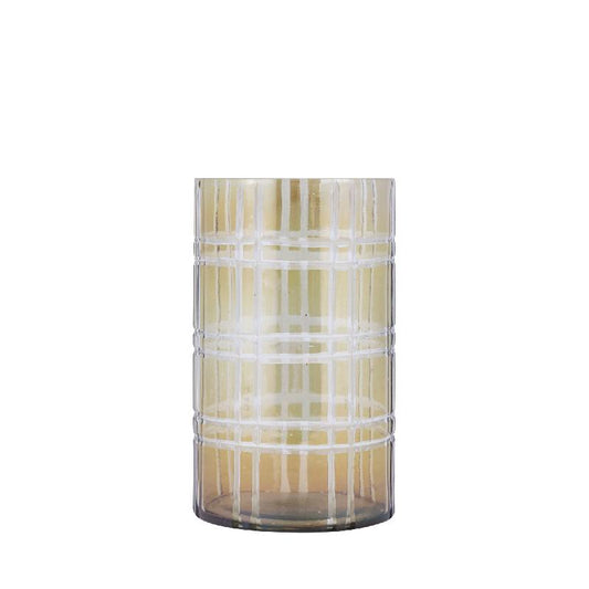 Divit Groen Rond Glazen Windlicht Strepen Set van 4 25x15x15 cm