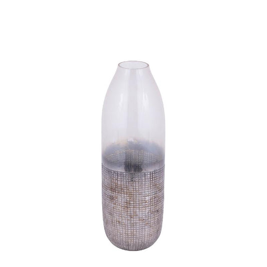 Imaria Crème Glazen Vaas Ronde Vorm Ruw Afwerking Set van 4 38x12x12 cm