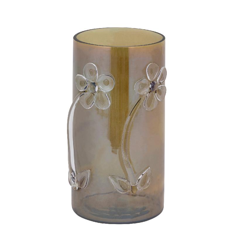 Allya Groen Rond Glas Windlicht Bloem L Set van 2 30x15x15 cm