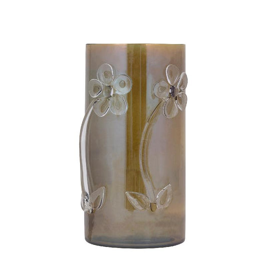Allya Groen Rond Glas Windlicht Bloem L Set van 2 30x15x15 cm
