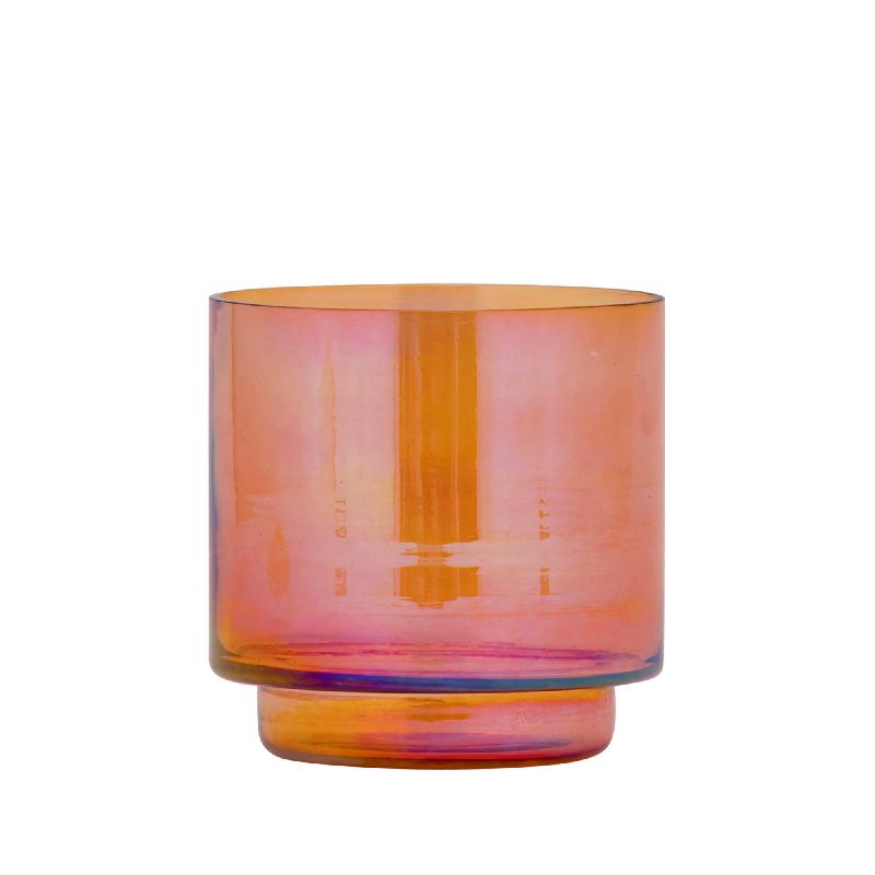 Marabel Oranje Rond Glasttheelicht Lustre Look - Set van 12 10x10x10 cm