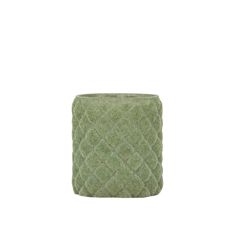 Amella Groen Flocking Glas Theelicht Ruit S Set van 12 Stuks 8x7x7 cm