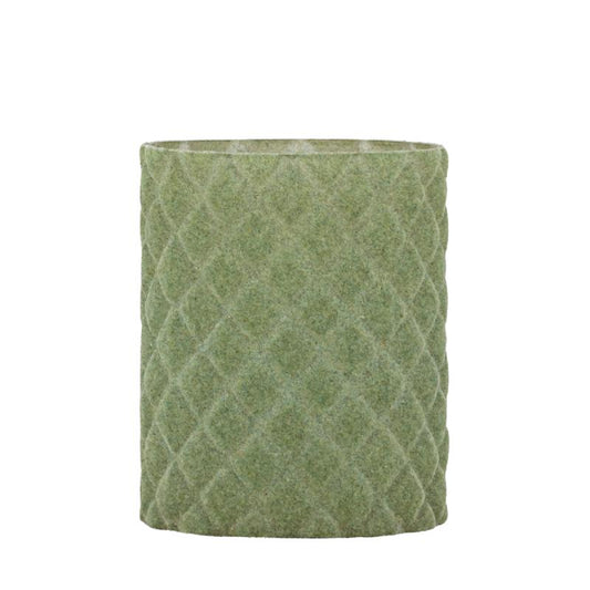 Amella Groen Flocking Glas Theelicht Ruit Set van 4 12x10x10 cm