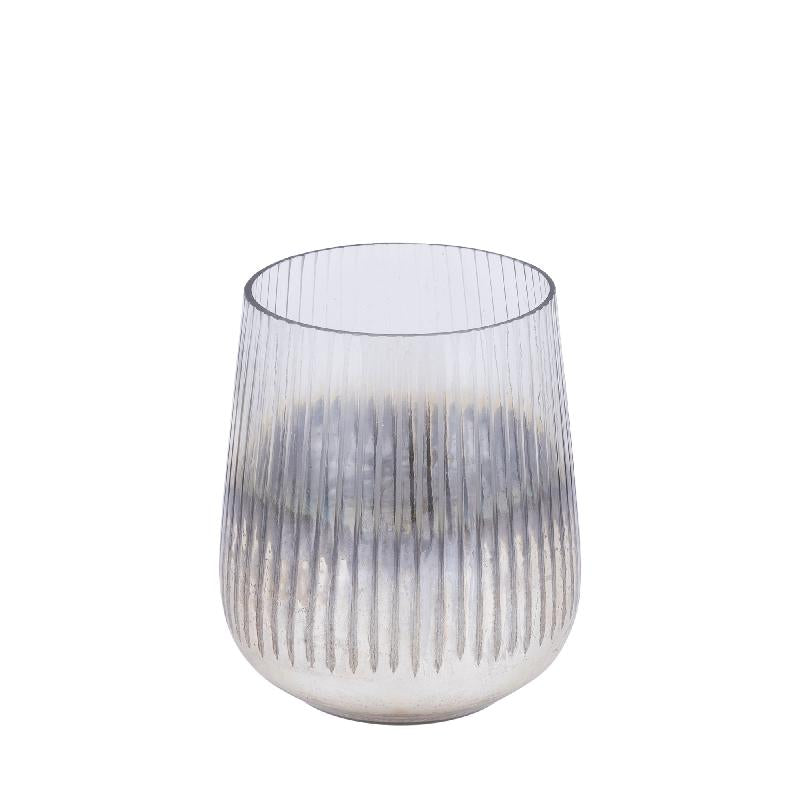 Shelva Gouden Rond Glazen Windlicht Met Ets Afwerking M - Set van 6 14x12x12 cm