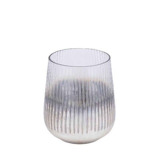 Shelva Gouden Rond Glazen Windlicht Met Ets Afwerking M - Set van 6 14x12x12 cm