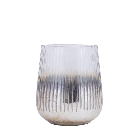 Shelva Gouden Rond Glazen Windlicht Met Ets Afwerking M - Set van 6 14x12x12 cm