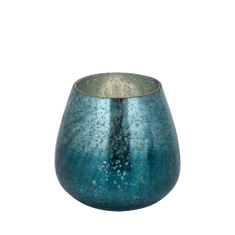Mayna Teal Green Bulb Glass Stormlight Crackle Set van 4 Stuks 14x12x12 cm
