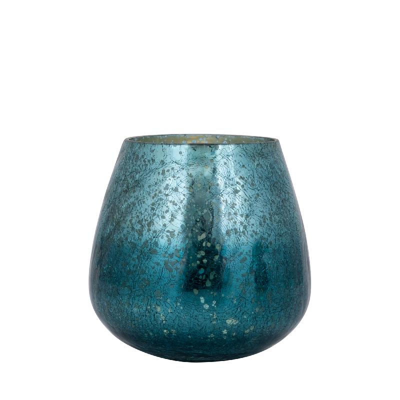 Mayna Teal Green Bulb Glass Stormlight Crackle Set van 4 Stuks 14x12x12 cm