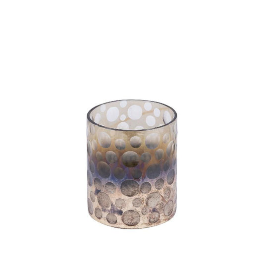 Bridgid Bruin Ombre Rond Glazen Windlicht Set van 6 Stuks 14x13x13 cm