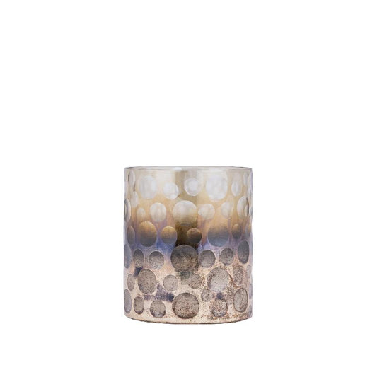 Bridgid Bruin Ombre Rond Glazen Windlicht Set van 6 Stuks 14x13x13 cm