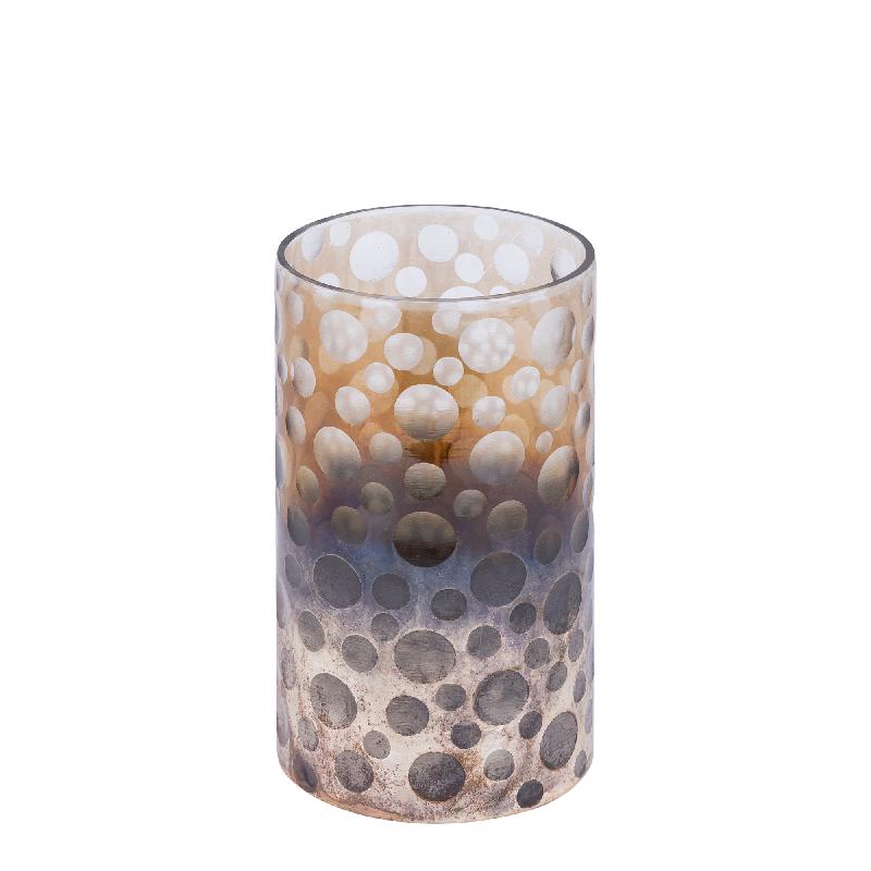 Bridgid Bruin Ombre Rond Glazen Windlicht Set van 4 Stuks 20x13x13 cm