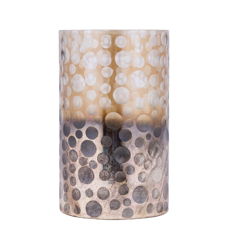 Bridgid Bruin Ombre Rond Glazen Windlicht Set van 2 Stuks 25x15x15 cm