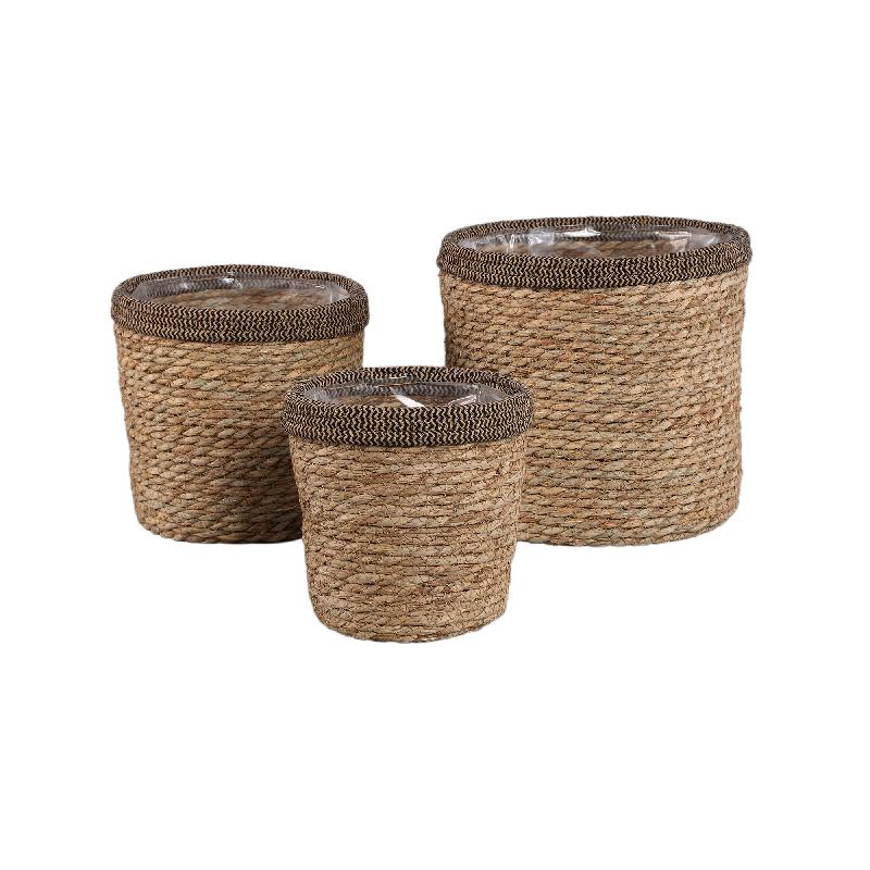 Leavy Donkerbruine Rand Rechte Rattanmand Set van 4 26x28x28 cm