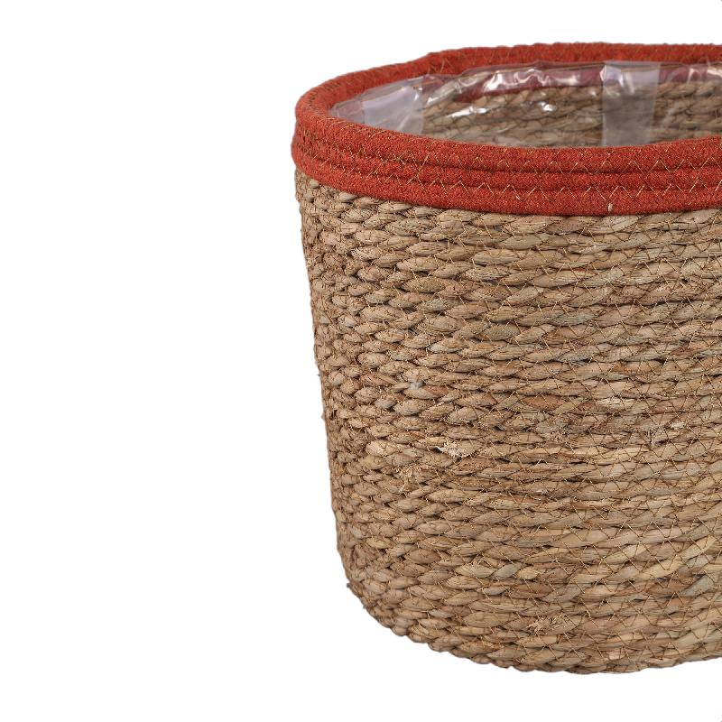 Leavy Roestbruine Rand Rechte Rattanmand Set van 4 Stuks 26x28x28 cm