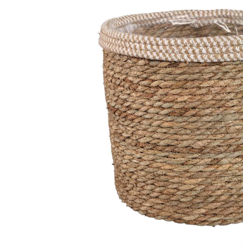 Leavy Witte Rand Rechte Rattanmand Set van 4 26x28x28 cm