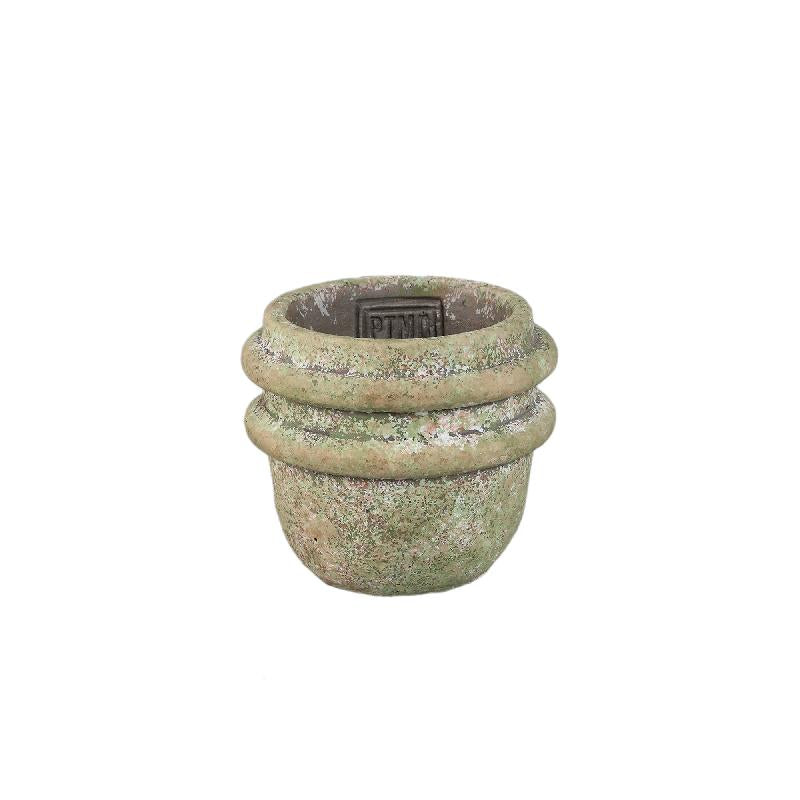 Almeda Groene Cementpot Met 2 Randen XS - Set van 12 8x9x9 cm