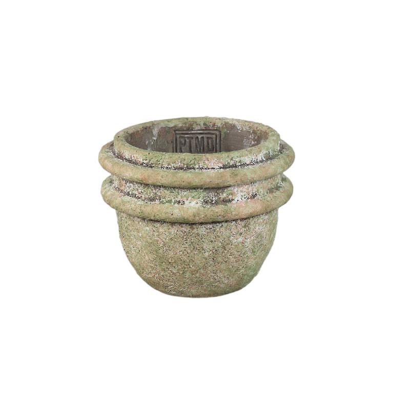 Almeda Groen Cement Pot Met 2 Randen S - Set van 12 9.5x12x12 cm