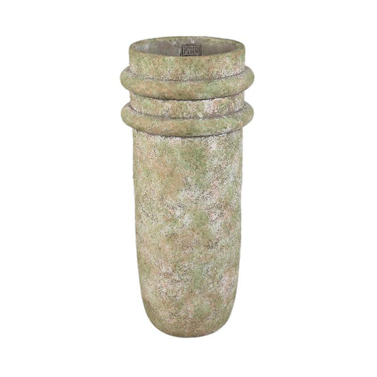 Almeda Groene Cement Vaas Met 2 Randen Hoog M Set Van 2 45x20x20 cm