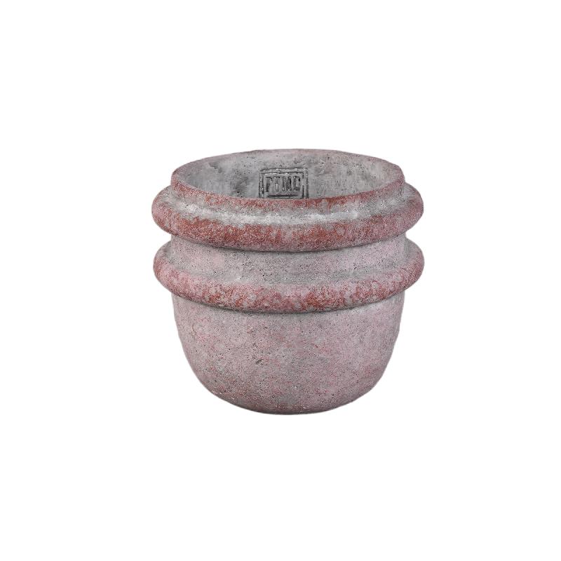 Almeda Roze Cement Pot Met 2 Randen M - Set van 12 14x16x16 cm