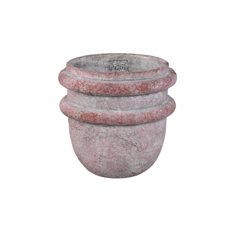 Almeda Roze Cement Pot Met 2 Randen L – Set van 8 Stuks 17x18x18 cm