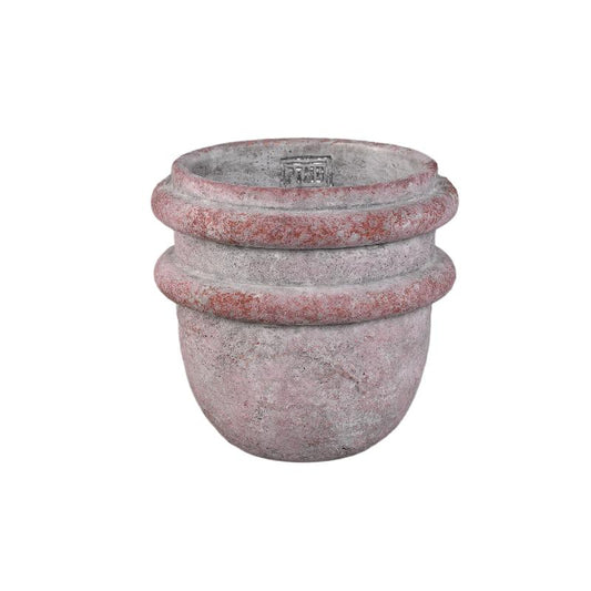 Almeda Roze Cement Pot Met 2 Randen L – Set van 8 Stuks 17x18x18 cm