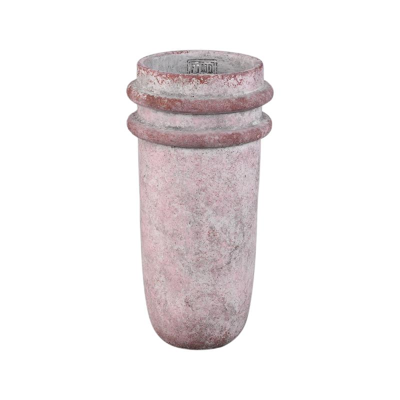 Almeda Roze Cement Vaas Met 2 Randen Hoog Set Van 4 Stuks 30x15x15 cm