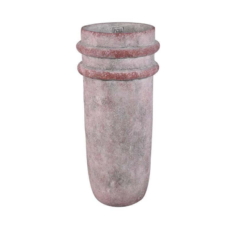 Almeda Roze Cement Vaas Met 2 Randen Hoog L 50x22x22 cm