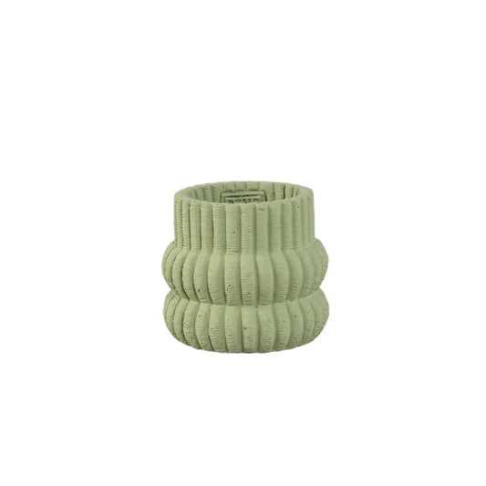 Lucas Mint Groen Ronde Geribbelde Cement Pot XS Set van 12 8x9x9 cm