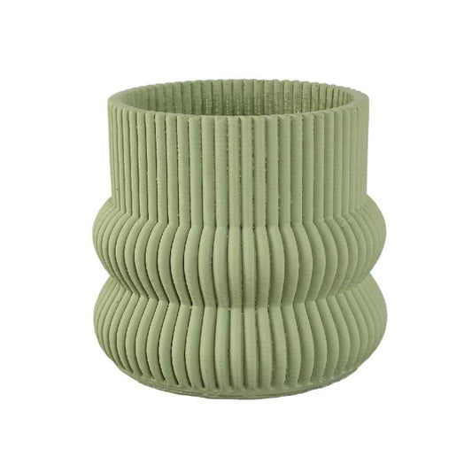 Lucas Mint Groen Ronde Geribde Bulby Cementpot L – Set van 4 Stuks 20x22x22 cm