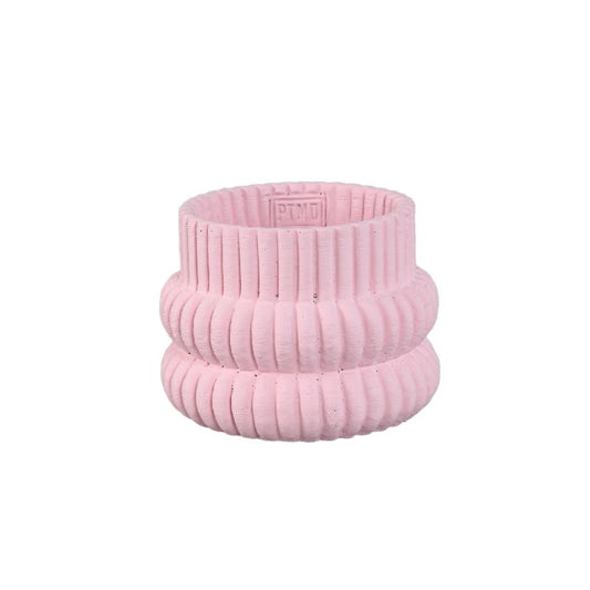 Lucas Lichtroze Ronde Geribde Cement Pot S - Set van 12 9.5x12x12 cm