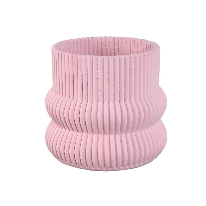 Lucas Lichtroze Ronde Geribbelde Bulby Cementpot L – Set van 4 20x22x22 cm