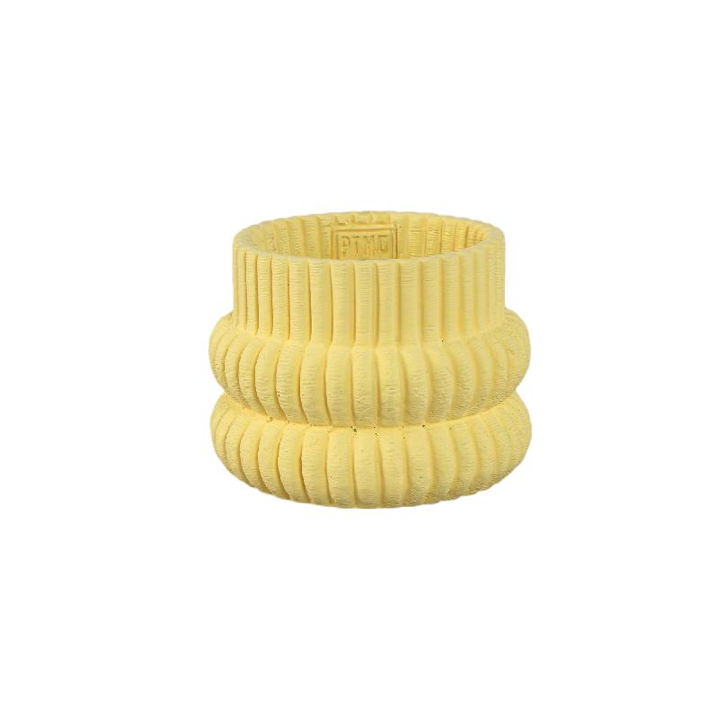 Lucas Gele Ronde Geribbelde Bulby Cementpot S - Set van 12 9.5x12x12 cm